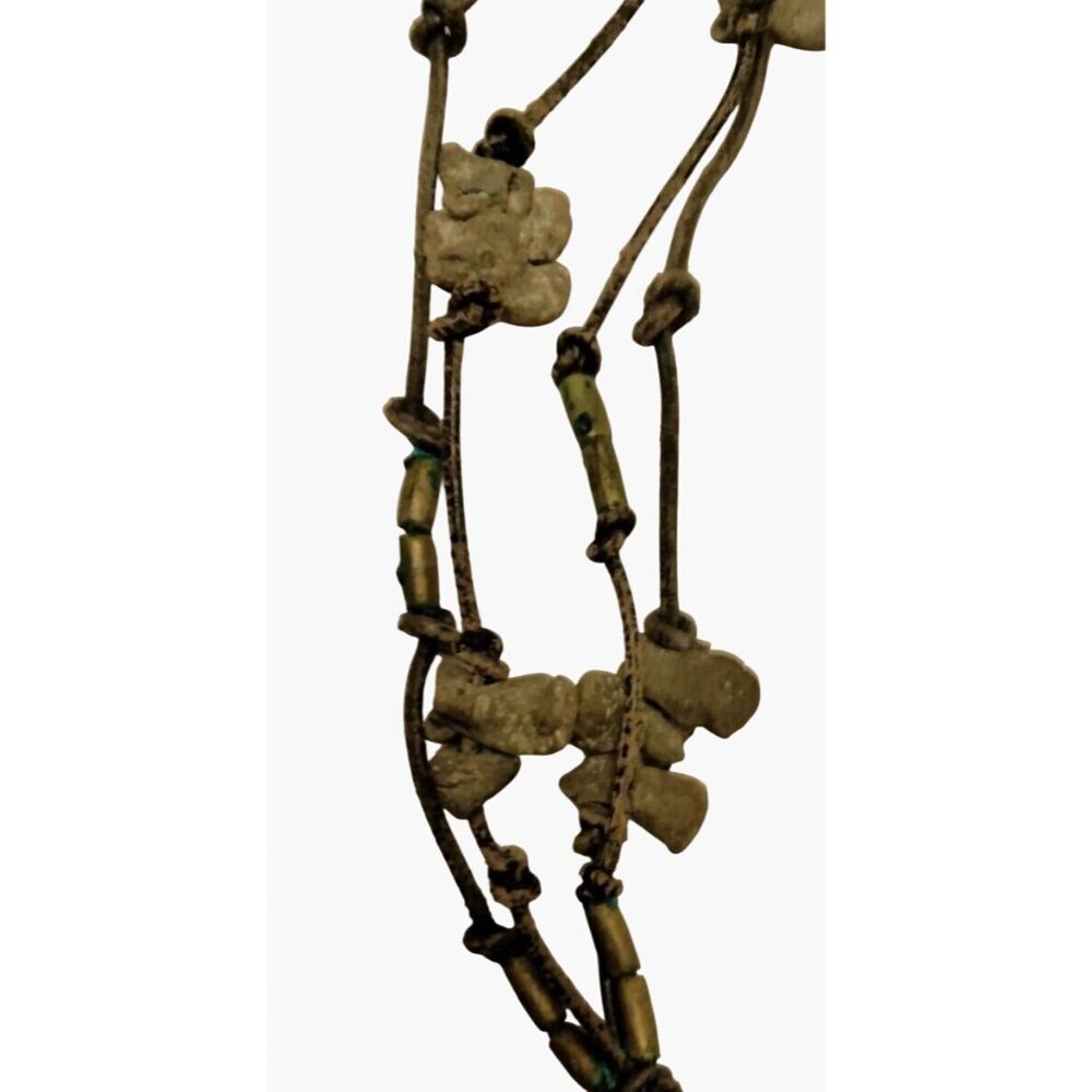 Crab Pendant Necklace Antique African Trade Bead Tribal Leather Goth Afrocentric - Picture 3 of 6